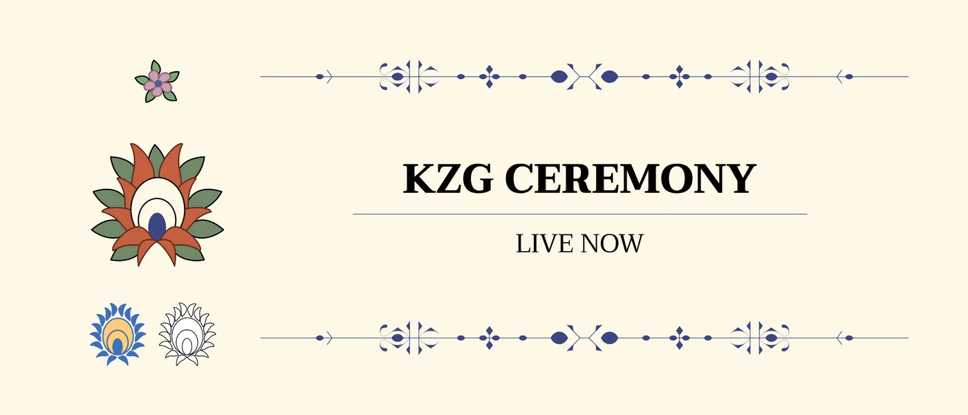The banner of the Ethereum Foundation's announcement of the KZG ceremony: KZG Ceremony, live now, framed by folk-art flowers.